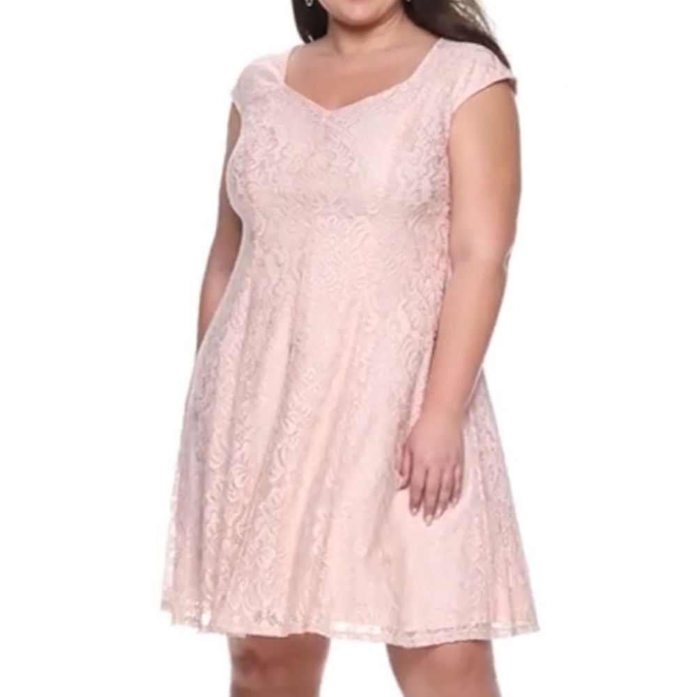 SUITE 7 Pink Fit & Flare Lace Dress 💖